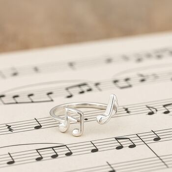 Sterling Silver Adjustable Music Note Ring, 3 of 5