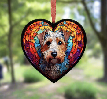 Lakeland Terrier Stained Glass Effect Heart Suncatcher, 4 of 5