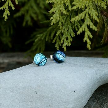 Blue Glass And Sterling Silver Stud Earrings, 7 of 12