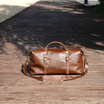 Genuine Leather Holdall With Front Pocket Detail, 5 of 12