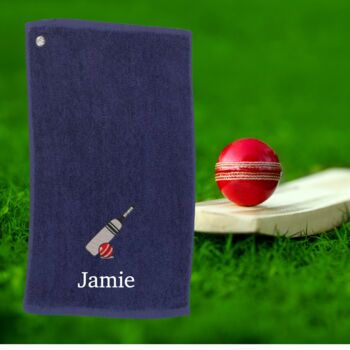 Embroidered Cricket Towel With Name And Carabina, 4 of 8