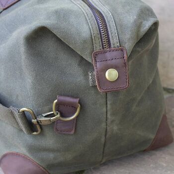 Personalised Waxed Holdall With Shoulder Strap, 2 of 4