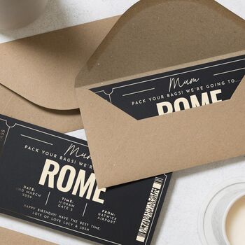 Personalised Rome Gold Foil Boarding Pass Gift Voucher, 6 of 9