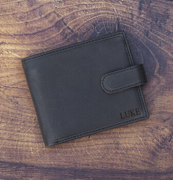 Personalised Mens Black And Tan Leather Wallet Rfid, 2 of 9