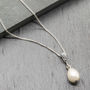 Bridal Teardrop Ivory Pearl Sterling Silver Necklace, thumbnail 1 of 6