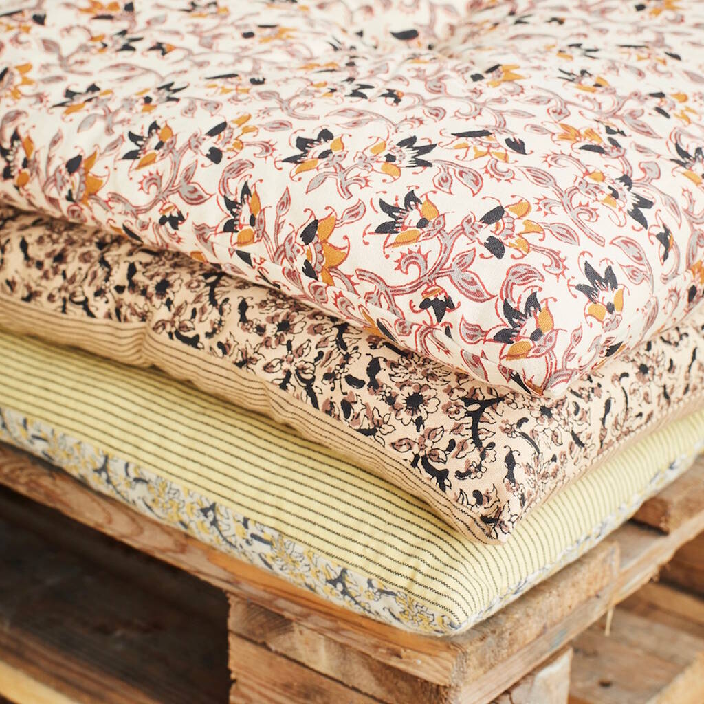 Indian Block Print Soft Floral Floor Mattress, 1 of 5