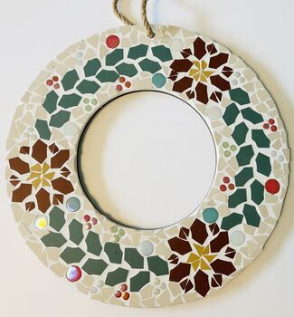 Floral Mosaic Hanging Indoor Wreath Decoration, 7 of 11