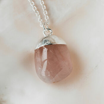 Rose Quartz Tumbled Gemstone Love Necklace, 2 of 5