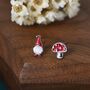 Mismatched Gnome And Mushroom Stud Earrings In Sterling Silver, thumbnail 5 of 10