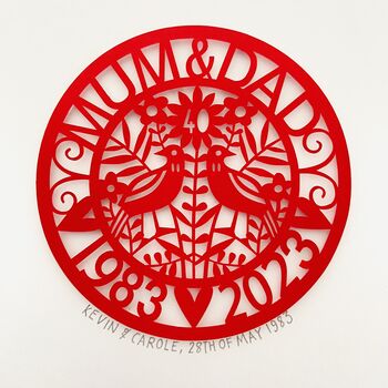 Personalised Ruby Wedding Paper Cut For Parents, 6 of 11