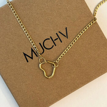 Women’s Dainty Curb Chain Necklace With Heart Carabiner Charm Clasp In 18k Gold, 4 of 7