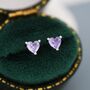 Sterling Silver Tiny Alexandrite Purple Blue Cz Heart Stud Earrings, thumbnail 3 of 12