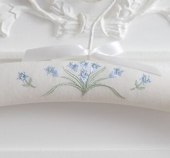 Pack Of Three Embroidered Bluebell Padded Clothes Hanger, 2 of 2