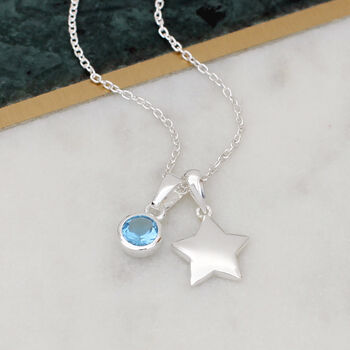 Sterling Silver Birthstone And Charm Necklace, 3 of 6