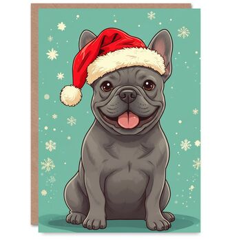 Grey French Bulldog Christmas Card, 3 of 5