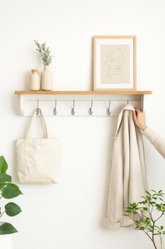 White Coat Rack With Shelf And Hooks, 3 of 12