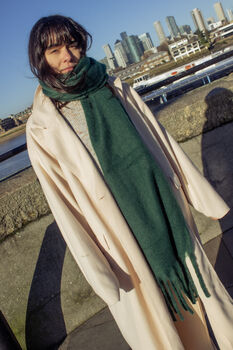 Dark Green Colour Block Warm Wrap Scarf, 9 of 9