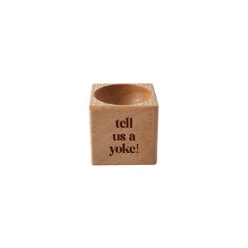 Loft 'Tell Us A Yoke' Oak Egg Cup In Gift Box | Breakfast | Homeware | Kitchenware, 2 of 2