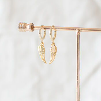 Gold Plated Wing Huggie Earrings, 3 of 11