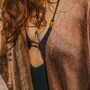 Rose Gold Viscose Metallic Tassel Kimono Beach Cover Up, thumbnail 2 of 3