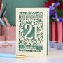Personalised 21st Birthday Card Papercut Flower Design, thumbnail 5 of 6