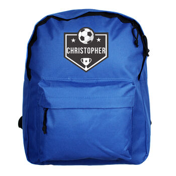 Personalised Football Blue Backpack, 4 of 4
