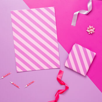 Pink Candy Striped Birthday Wrapping Paper, 2 of 2