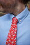 Mens Bold Red Ditsy Floral Slim Style Tie, thumbnail 1 of 9