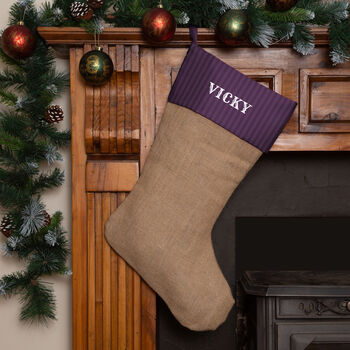 Personalised Reversible Hessian Christmas Stocking, 5 of 6