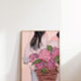 Pink Hydrangea Flowers Illustrated Art Print, thumbnail 2 of 5