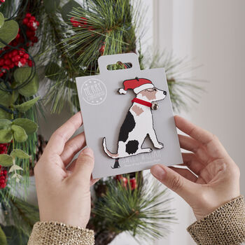 Christmas Jack Russell Dog Pin Badge, 11 of 12