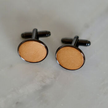 Secret Message Gunmetal And Real Leather Cufflinks, 2 of 8