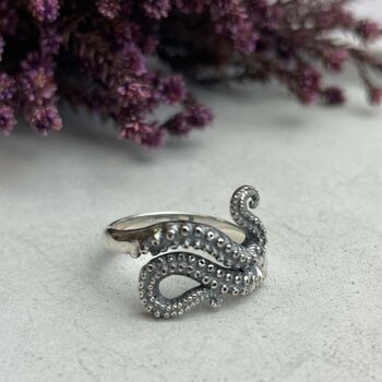 925 Sterling Silver Octopus Tentacles Ring, 6 of 9