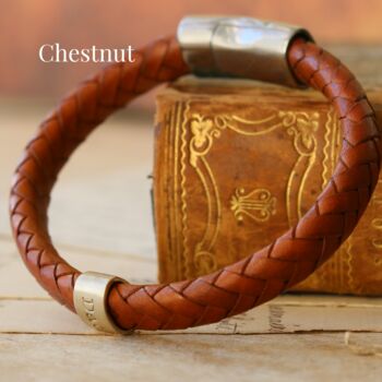 Personalised Classic Silver And Leather Bracelet, 8 of 12