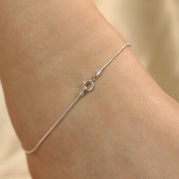 925 Silver Thin Rope Plain Chain Slim Payal Anklet, 2 of 9