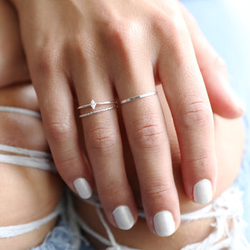Sterling Silver Thin Sparkle Cut Ring, 3 of 5