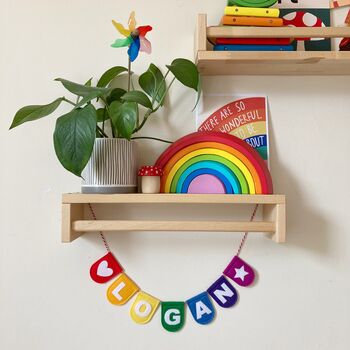 Personalised Scallop Bunting Rainbow Name Garland, 3 of 9