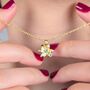 Aquamarine March Daffodil Birthflower Charm Necklace, thumbnail 2 of 3