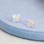 Dainty Flower Stud Earrings In Sterling Silver, thumbnail 3 of 11