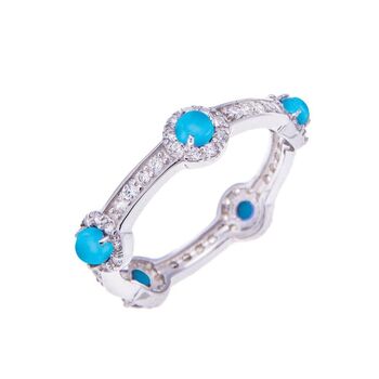 Turquoise Gemstone 925 Sterling Silver Stacking Ring, 2 of 5