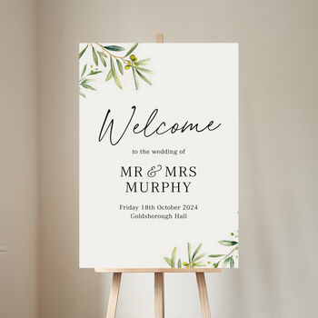 Olive Greenery Personalised Wedding Welcome Sign, 2 of 4