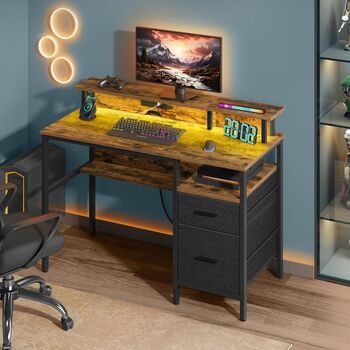 LED Gaming Desk With Power Outlets And Usb Ports, 2 of 9