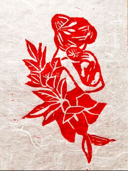 Tender Embrace Lino Print Art, 2 of 5