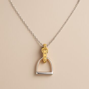 Personalised Sterling Silver And Gold Stirrup Necklace, 9 of 12