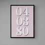 Personalised Custom Special Date Pink Wall Art, thumbnail 2 of 7
