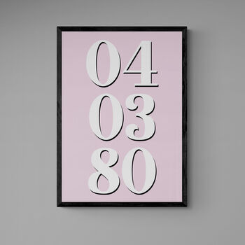 Personalised Custom Special Date Pink Wall Art, 2 of 7