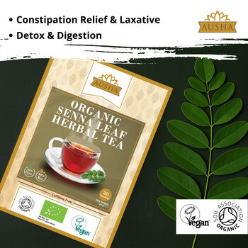 Ausha Organic Senna Tea 20 Bags Laxative Tea For Constipation Relief UK Certified Organic By Soil Association, 2 of 12
