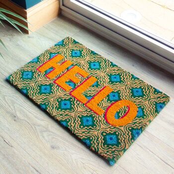 Kia Hello Print Coir Door Mat, 4 of 5