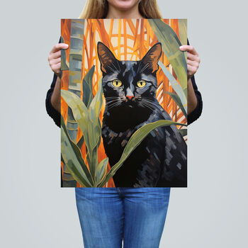 Botanical Black Cat Lovers Portrait Wall Art Print, 2 of 6