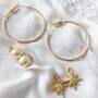 Charm Gold Plated Hoop Earrings Mothers Day Jewellery, thumbnail 3 of 10